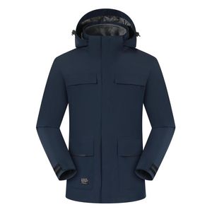 Custom Logo Men <strong>Warm</strong> Detachable <strong>Waterproof</strong> 3 in 1 Winter Jacket Coats Windproof Windbreaker Fleece Work Outdoor Hiking Jacket - Product Image 2