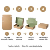 Boîte d'expédition en carton ondulé Eco Kraft avec bande déchirable, emballage plat 100 % recyclable pour boîte d'abonnement, emballage de marque de beauté