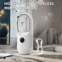 Ventilateur de bureau sans pales en plastique ABS, 35 cm, rechargeable, 4000 mAh, 3 vitesses, silencieux, pour bureau et étude