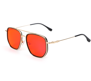 Lunettes de protection pour adultes en métal orange ambre CR39 bloquant la lumière bleue anti-fatigue pour hommes améliorant le sommeil et soulageant les migraines - Product Image 2