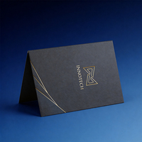 Carpeta de Negocios Personalizada con Estampado Dorado, Carpeta de Oficina Negra Plegable, Fábrica Original