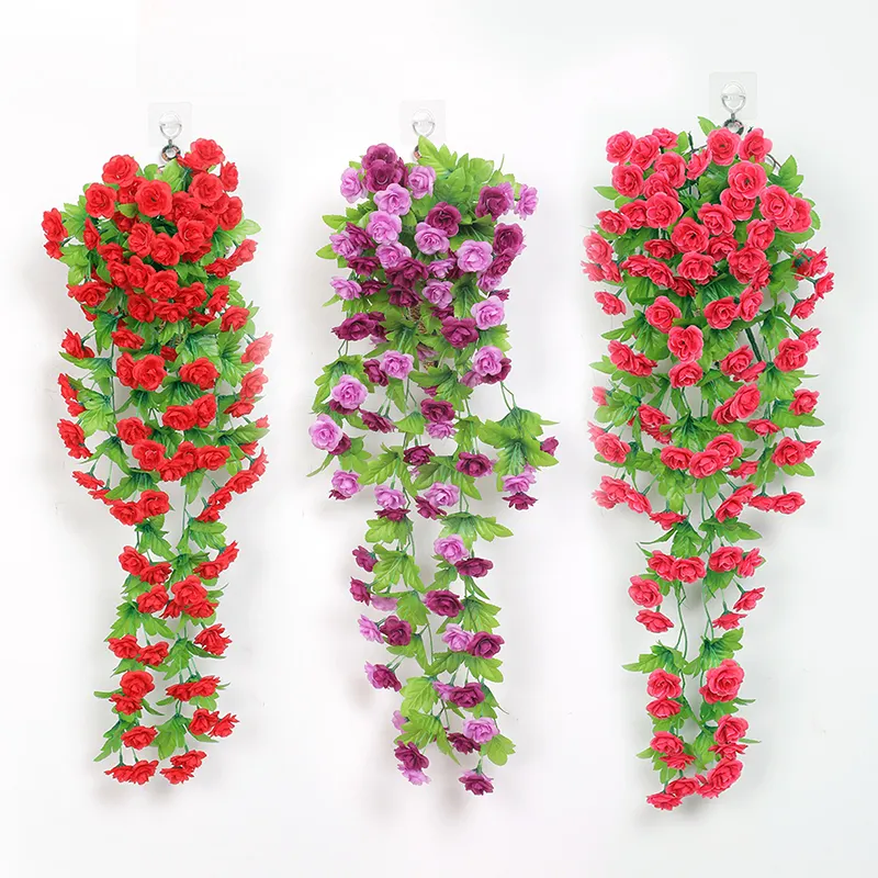 100 heads artificial hanging vine plant artificial hanging flowers plants wall hanging rose flower artificial vines