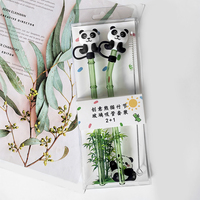 Ensemble de pailles réutilisables écologiques en verre et bambou, avec embout en silicone en forme de panda pour paille à boire, et emballage PVC personnalisé