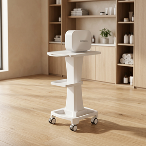 <b>White</b> Rolling Salon <b>Trolley</b> Stand with Storage Shelf Adjustable Workstation Cart for Beauty Bedroom Clinic - Product Image 1
