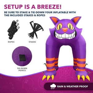 Arco Inflable Gigante de PVC/Nailon con Forma de Gato Negro con Cabeza Animada para Decoración de Halloween al Aire Libre - Product Image 5