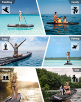 Planche de paddle gonflable portable avec matériau PVC/EVA, système à 3 ailerons, légère (8,2 kg)