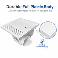 Ventilateur d'extraction encastré en plastique pour usage domestique avec panneau lumineux LED intégré, faible bruit, alimentation CA, vente en gros usine