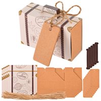 Mini valise personnalisée boîte cadeau en papier kraft vintage de saint valentin avec étiquettes et ficelle de jute pour mariage