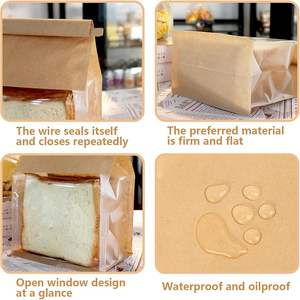 Bolsas de pan de papel Kraft de alta resistencia con bloqueo de lengüeta de lazo de estaño, con ventana frontal transparente, bolsa de tratamiento de embalaje de almacenamiento para panadería C - Product Image 5