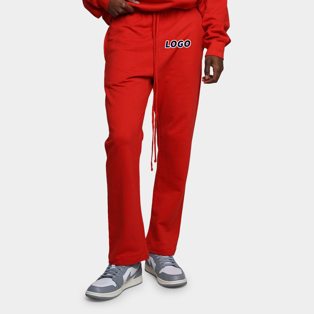 2023 Fashion Red Casual Mens Track Pants Slim Fit Custom Flared Jogger Cargo Stacked Sweats Straight Leg Men Pants Sweatpants