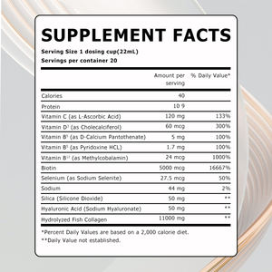 Integratore Liquido di Collagene Personalizzato OEM per Promuovere la Crescita di Capelli e Unghie Sani con Vitamina D3 e Biotina - Product Image 2