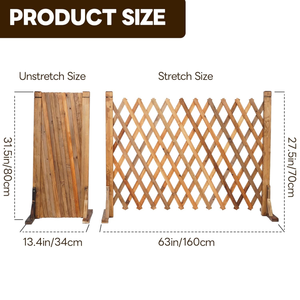 Valla de jardín de madera independiente, tipo acordeón, retráctil, con paneles de celosía para patio y jardín decorativo del hogar - Product Image 2