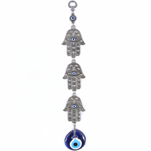 Lacy 3 mano Hamsa colgante de pared decoración hecho a mano de vidrio mal de ojo de Turquía - Product Image 2