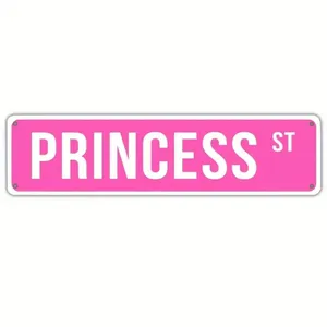 1PC Princess St Pink Metall Blechs child 16x4 Zoll lustige Zeichen für Wohnheim Teen Room Ästhetisches Zimmer Nettes Dekor für Teen Girls