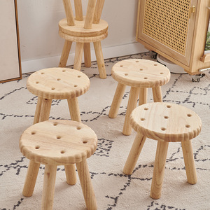 Solid Wood Stool Natural Color Stackable Home <b>Shoe</b> Changing <b>Bench</b> Living Room Footstool Adult And Elderly Use - Product Image 4
