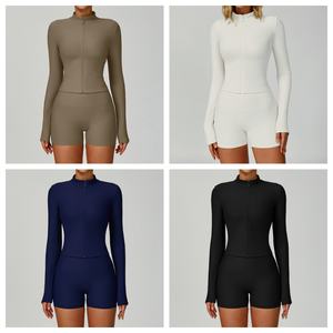 Vêtements de sport personnalisés pour la course à pied, veste de sport chaude, coupe ajustée, coupe-vent, à fermeture éclair, manches longues, pour femmes - Product Image 3