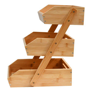 Cesta de almacenamiento de frutas natural apta para alimentos, cesta de frutas de bambú de 3 niveles, soporte para cuenco, estante, cesta plegable para Cocina - Product Image 4