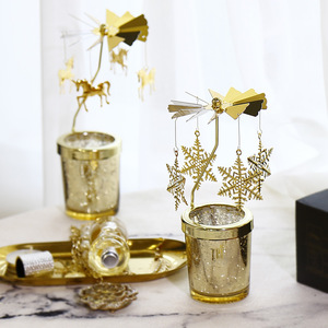 Bougie en verre de fer simple et moderne de style américain Bougeoir de Noël tournant - Product Image 1