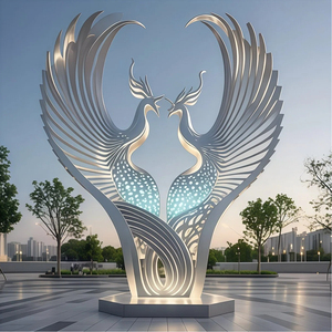 Scultura Moderna in Acciaio Inossidabile a Forma <span class=keywords><strong>di</strong></span> Ala Animale con <span class=keywords><strong>Design</strong></span> Inciso e Tecnica <span class=keywords><strong>di</strong></span> Lucidatura per Grandi Giochi d'Acqua da Esterno - Product Image 5