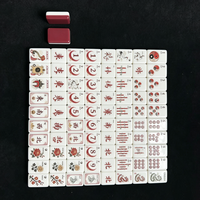 Jeu de Mahjong Américain Pliable de Luxe Moderne 160 Pièces, Tuiles Acryliques Multicouches Rouge et Blanc, Motifs Dragon, Phénix et Floraux, Jeu de Société