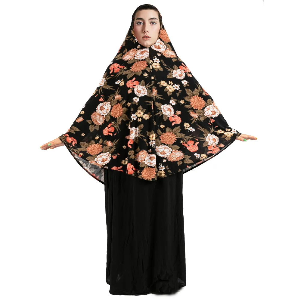 Wholesale high quality fashion pattern half-length hijab muslim prayer costume