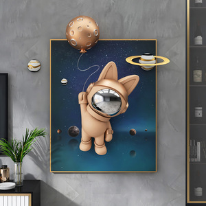 Grande Quadro Decorativo da Appendere con Coniglio Astronauta per Ingresso e Soggiorno, Ornamento Artigianale Spaziale per Decorazione Casa - Product Image 6