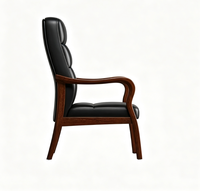 Chaise de visiteur en cuir à dossier haut, structure en bois massif, chaise de bureau fixe pour salle de réunion