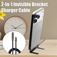 Câble de charge rapide 2-en-1 USB Type-C 240W en cuivre pur tressé avec support de téléphone intégré