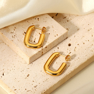 <span class=keywords><strong>Orecchini</strong></span> Geometrici <span class=keywords><strong>Quadrati</strong></span> in Acciaio Inossidabile Placcato <span class=keywords><strong>Oro</strong></span> 18K, Colore Argento, Regalo di Gioielleria per Donne - Product Image 2