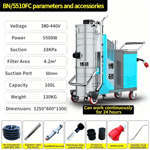 BOSHUO 5000W 100L Nouvel aspirateur industriel en acier inoxydable 380V pour un nettoyage efficace de la poussière - Product Image 3
