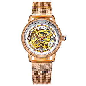 Reloj Mecánico CAROTIF <span class=keywords><strong>1008</strong></span> para Mujer, Personalizable, con Correa de Cuero Ecológico, Tourbillon, Esqueleto, Bajo MOQ, Estilo Casual y de Negocios - Product Image 1