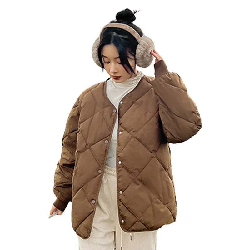 Versión Coreana de la chaqueta de plumón Mujeres Short Light Down Feather Ultralight Down Jacket Favric