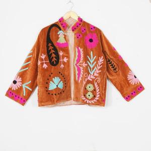 Custom <b>Women</b> Velvet Suzani Jacket Handcrafted Embroidered Bohemian Ethnic Luxury Vintage Floral Fashion <b>Coat</b> Wholesale - Product Image 3