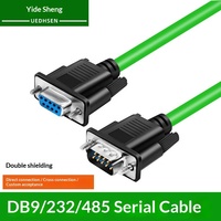 Kabel Serial RS232 DB9 9-Pin Industri Male Female 485 Hijau Fleksibel Kabel Koneksi Port COM