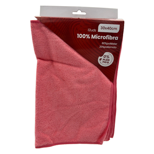 Panno in Microfibra Rosso 30x40cm 12 Pezzi Multiuso - Product Image 1