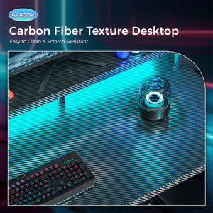 Escritorio de madera con luces LED RGB ajustables personalizadas, <span class=keywords><strong>Mesa</strong></span> de ordenador para jugadores de <span class=keywords><strong>PC</strong></span>, <span class=keywords><strong>mesa</strong></span> de ordenador con portavasos de superficie de carbono - Product Image 6