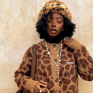 Logotipo OEM Casual Leopardo Imprimir Cardigan XS das Mulheres Crewneck Manga Longa Botão Camisola De Malha Único Breasted Y2K <span class=keywords><strong>Cheetah</strong></span> <span class=keywords><strong>Print</strong></span> - Product Image 4
