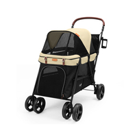 Poussette pliable 4 roues en fer pour animaux de compagnie (chiens et chats) avec double fenêtre, nouveau design, maille respirante, idéale pour les animaux âgés – Parfaite pour les voyages estivaux