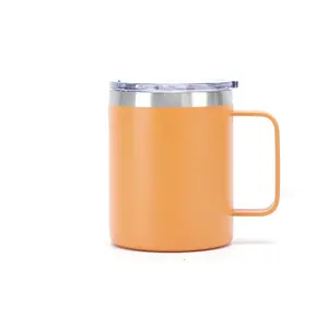 wholesale 12oz insulated double wall car tumbler travel mug stainless steel vacuum powder coated with handle Stainless steel vac