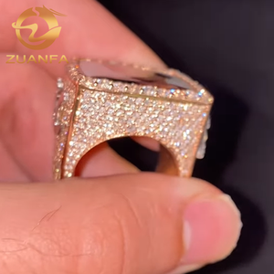 Anillo <span class=keywords><strong>Phtot</strong></span> Champion personalizado Moissanite Diamond Totalmente Moissanite Hombres Anillos 925 Plata con certificado GRA - Product Image 6