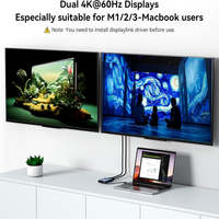 Hub USB-C DisplayLink 6 en 1, double DP 4K 60Hz, triple affichage, 10 Gbps, 100 W PD, station d'accueil pour ordinateur portable MacBook en stock