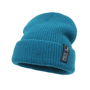 Custom Leather Patch Beanies 100% Acrylic Ribbed Cuffed Knitted Winter Hats for Adult - Product Image 6