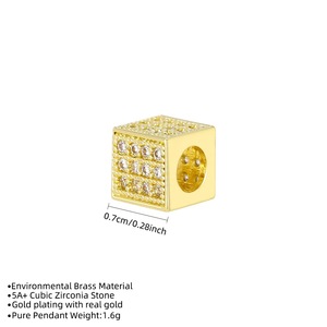 Separadores de Cuentas Cuadrados con Zirconia, <span class=keywords><strong>Separador</strong></span> de Cuentas, Material de Cobre, Cuentas con Agujero Cuadrado Grande, Materiales para Manualidades DIY - Product Image 4