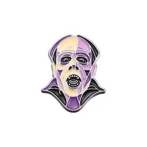 Alfileres esmaltados de Conde Drácula y cara de pez monstruos de películas de terror insignias de aluminio impresas UV para regalos de negocios TEMA DE Metal - Product Image 4