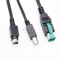 Kabel Data USB 12V Bertenaga DIN3pin+USB B/M Satu Kabel Jadi Dua Kabel Data USB 12V Bertenaga