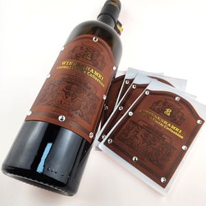 Embossed Wine Label Luxury Soft PU Leather with Rhinestone Custom Wine Label Sticker - Product Image 4