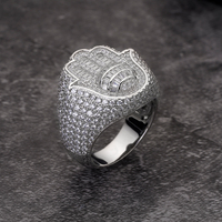 Prix de gros Bagues en argent sterling 925 avec zircon cubique Fatima musulmane Hamsa pour hommes