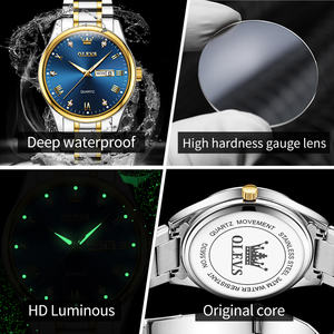 Reloj de Pulsera de Cuarzo para Hombre, OEM 5563, Acero Inoxidable Dorado, Lujoso, Personalizado, Luminoso, Deportivo, con Fecha, Resistente al Agua, para Regalo - Product Image 5
