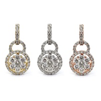Pendentifs Charme en Or Blanc Massif 18 carats avec Diamants SI Taille Brillant 0,50 carat (44 pièces) pour Femme, Idéal pour Fiançailles et Fêtes - Expédition Directe de Hong Kong