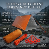 Vente en gros de tente de survie d'urgence robuste 28UM, réutilisable, silencieuse, en PE, 244 cm